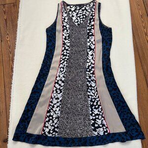 Forenza Mixed Print Sleeveless A-Line Dress – Blue/Black/White – Size M